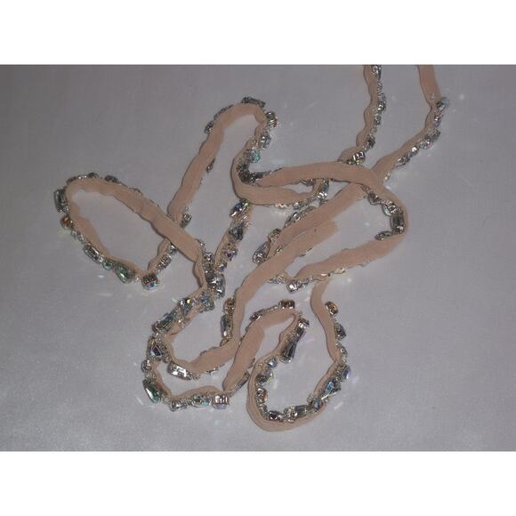 Rhinestone beaded Bridal shoulder strap Beaded Detachable beige spaghetti straps - Picture 1 of 7